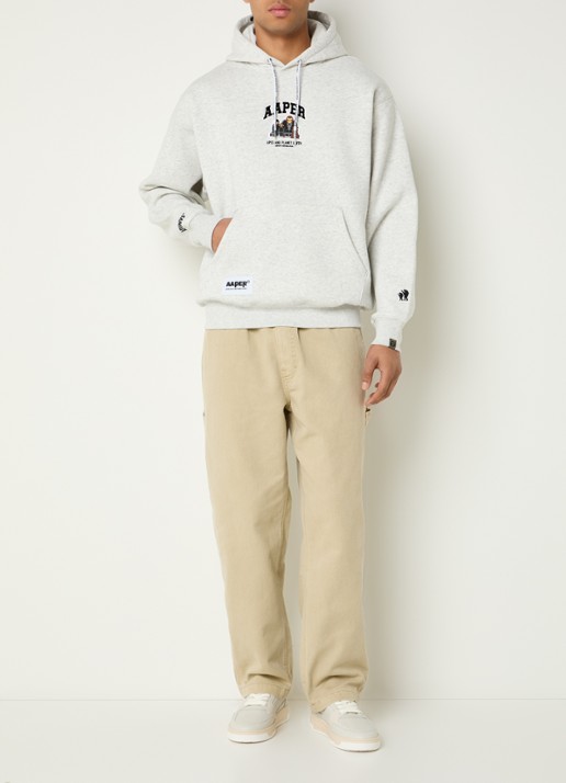 Aape Hoodie met logo - voorkant 2 lichtgrijs