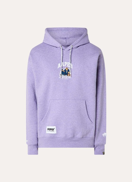 Aape Hoodie met logo - voorkant violet