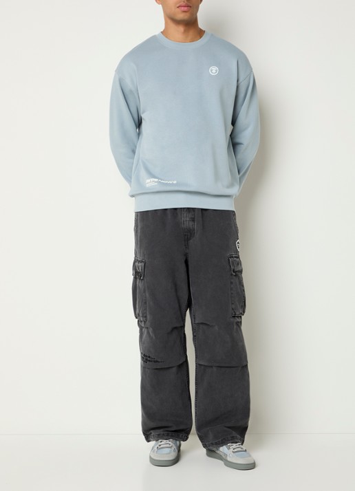Aape Sweater met logo - voorkant 2 blauwgrijs