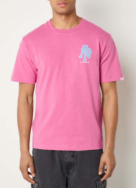Aape T-shirt met logo- en backprint - achterkant fuchsia
