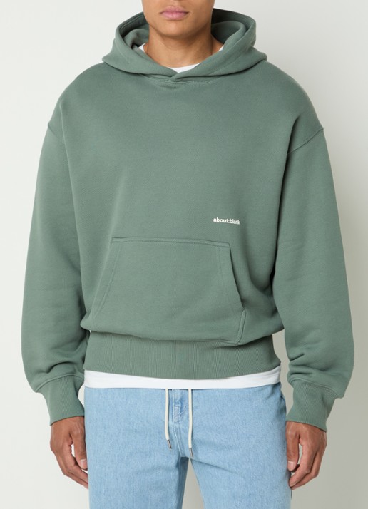 about:blank Box hoodie met logo- en backprint - achterkant lichtgroen