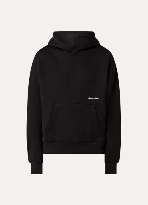 about:blank Box hoodie met logoprint - voorkant 4 zwart