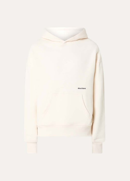 about:blank Box hoodie met logoprint - voorkant creme