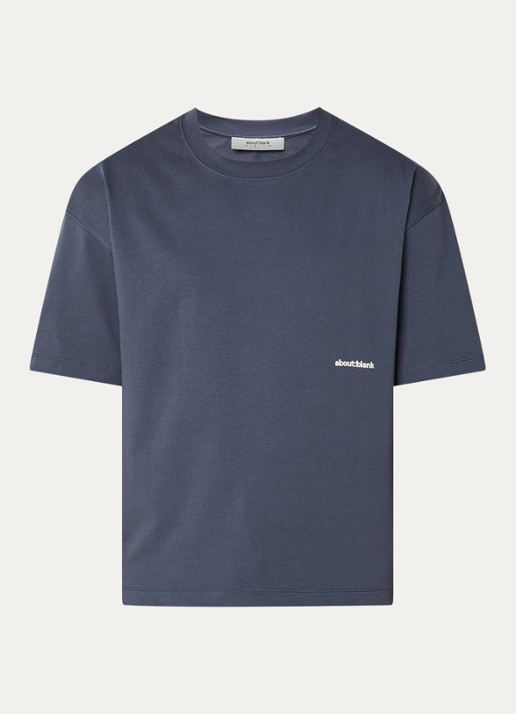 about:blank Box T-shirt met logo- en backprint - voorkant 3 blauwgrijs