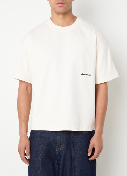 about:blank Box T-shirt met logo- en backprint - achterkant 3 gebroken wit