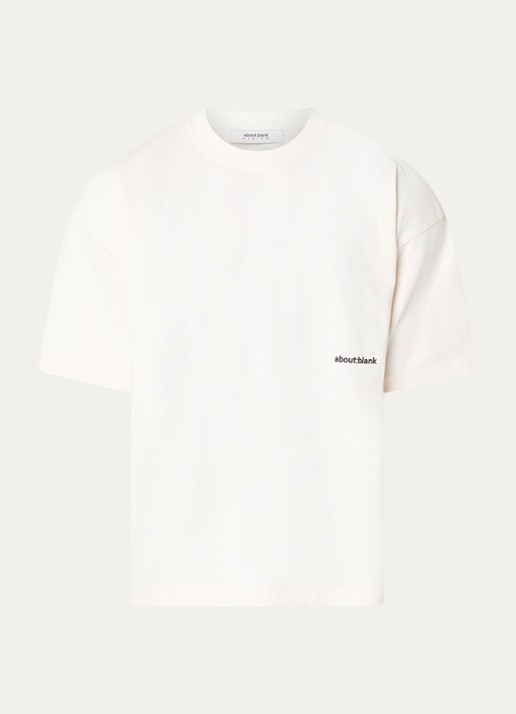 about:blank Box T-shirt met logo- en backprint - voorkant gebroken wit
