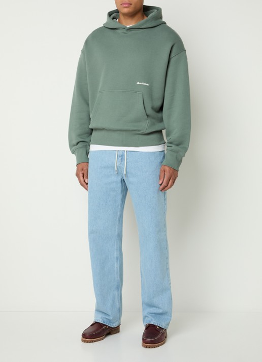 about:blank Loose fit jeans met strikceintuur en lichte wassing - voorkant 5 indigo