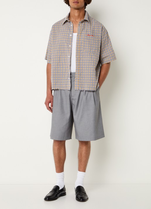 about:blank Regular fit overhemd met ruitdessin en logoborduring  - voorkant 3 taupe