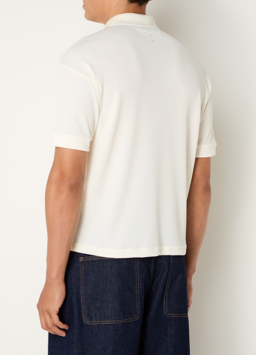 about:blank Script regular fit polo met logoborduring en structuur - achterkant 4 creme