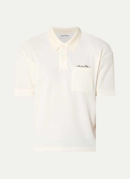about:blank Script regular fit polo met logoborduring en structuur - voorkant creme