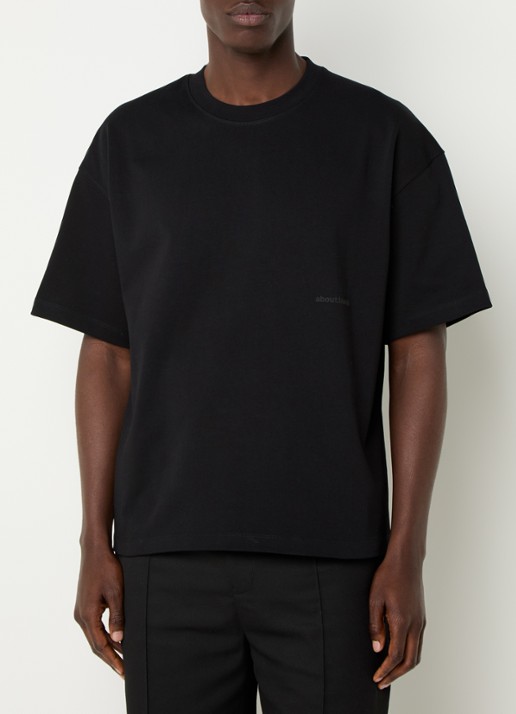 about:blank T-shirt met logo- en backprint - achterkant 4 zwart