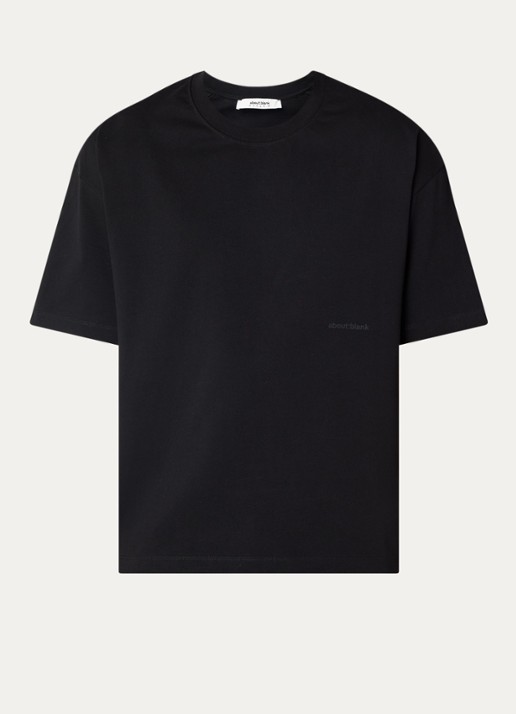 about:blank T-shirt met logo- en backprint - voorkant 3 zwart