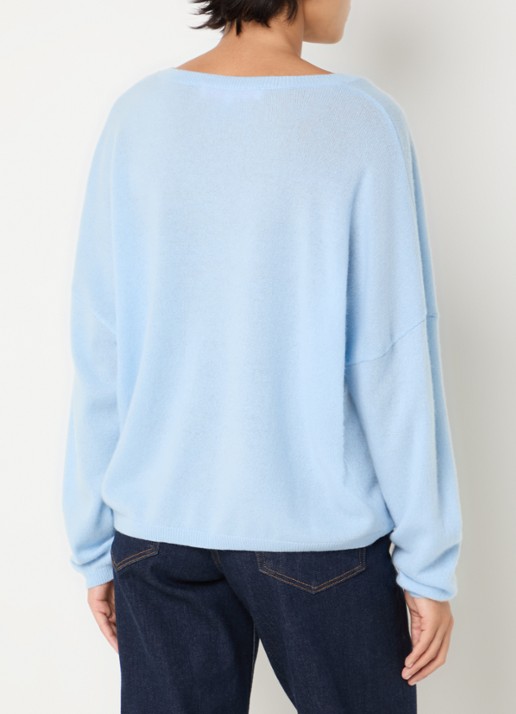 Absolut Cashmere. Alicia fijngebreide pullover van kasjmier met V-hals - achterkant 4 lichtblauw