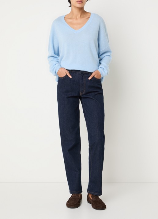 Absolut Cashmere. Alicia fijngebreide pullover van kasjmier met V-hals - voorkant 3 lichtblauw