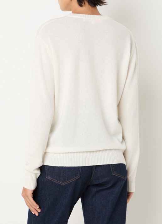 Absolut Cashmere. Ysee fijngebreide trui van kasjmier met ronde hals - achterkant 4 gebroken wit