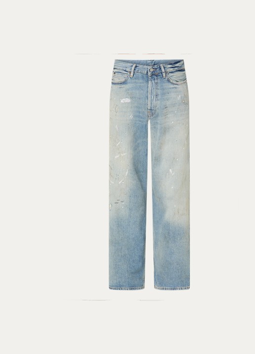 Acne Studios 1981 wide leg jeans met medium wassing - voorkant indigo