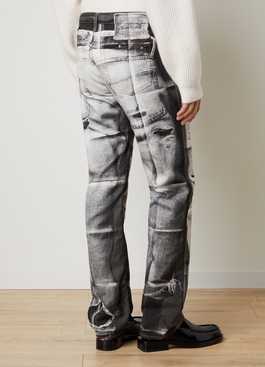 Acne Studios 1996M straight leg jeans met print en steekzakken - achterkant 4 zwart