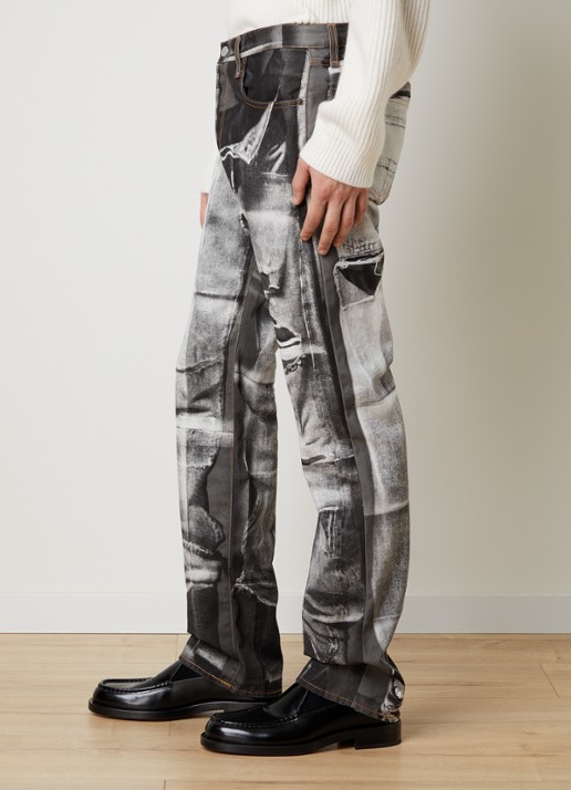 Acne Studios 1996M straight leg jeans met print en steekzakken - detail 2 zwart