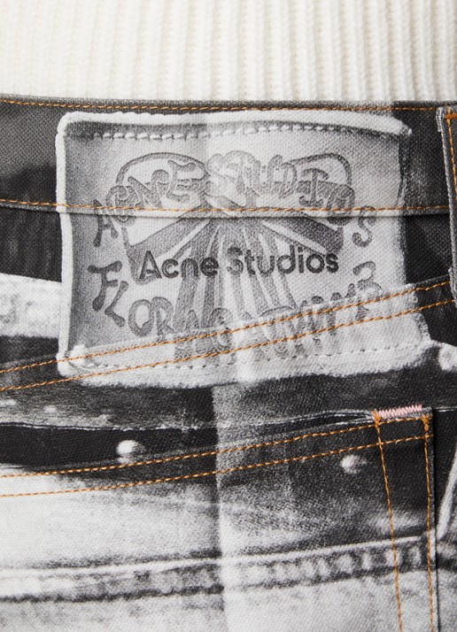 Acne Studios 1996M straight leg jeans met print en steekzakken - detail 3 zwart