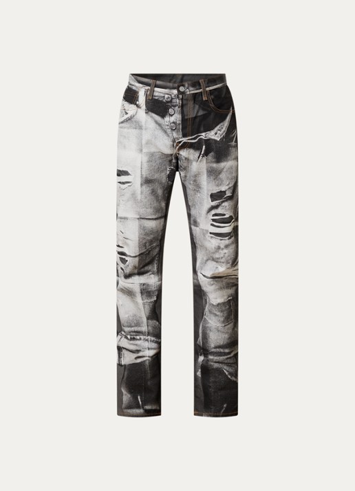 Acne Studios 1996M straight leg jeans met print en steekzakken - voorkant 5 zwart