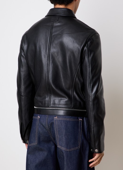 Acne Studios Bikerjack van lamsleer met steekzakken - achterkant 5 zwart