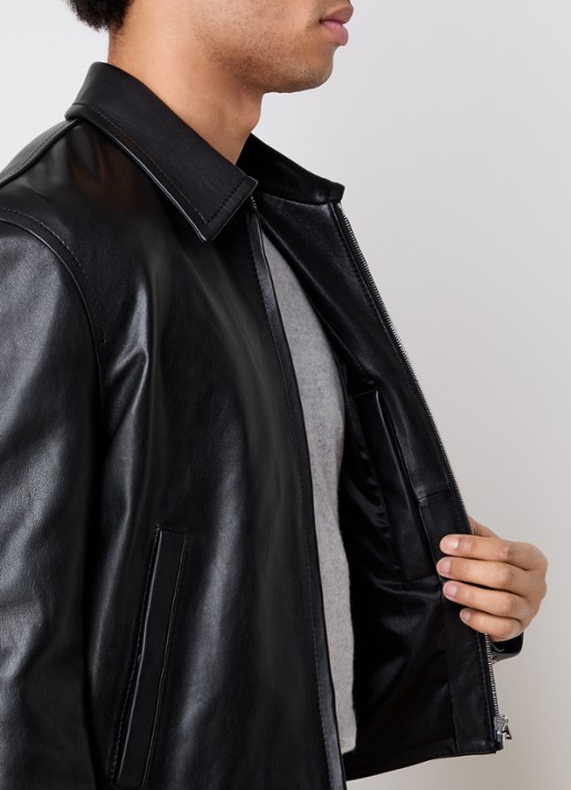 Acne Studios Bikerjack van lamsleer met steekzakken - detail 2 zwart