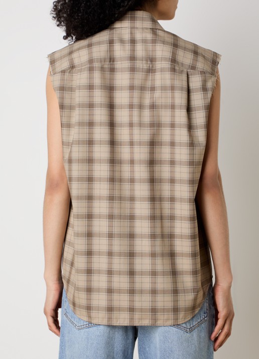 Acne Studios Blouse van wol met ruitdessin - achterkant zand