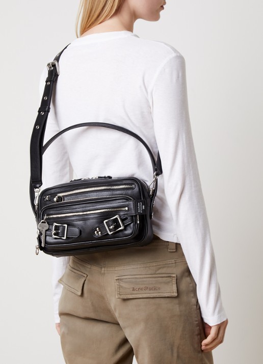 Acne Studios Camero Party Belts handtas van kalfsleer met afneembare schouderriem  - voorkant 8 zwart