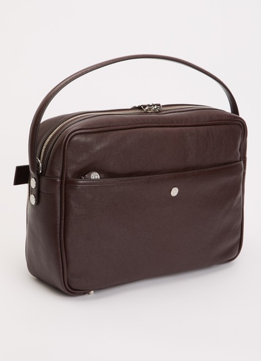 Acne Studios Camero schoudertas van kalfsleer - achterkant 6 chocoladebruin