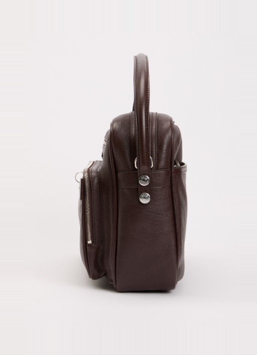 Acne Studios Camero schoudertas van kalfsleer - detail 2 chocoladebruin