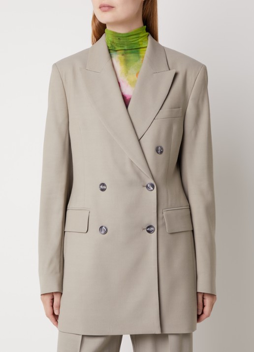 Acne Studios Double-breasted blazer in wolblend met klepzakken - detail 2 middengrijs