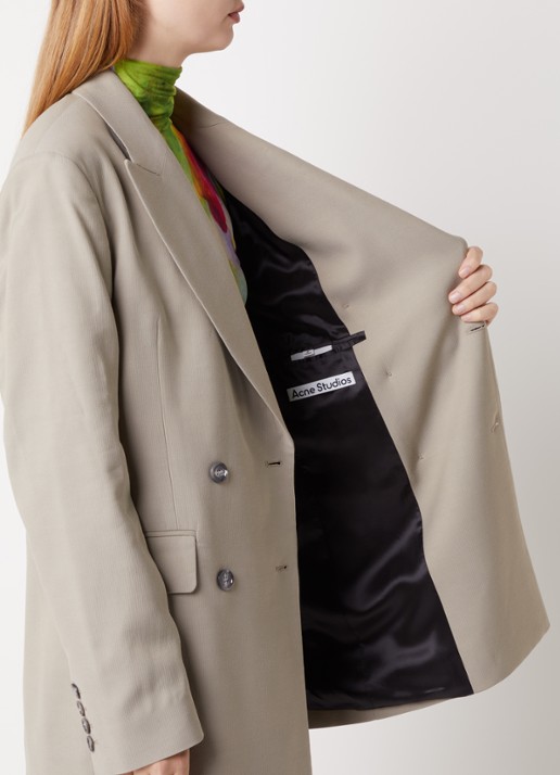 Acne Studios Double-breasted blazer in wolblend met klepzakken - detail 3 middengrijs
