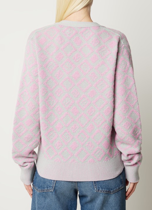 Acne Studios Fijngebreid vest in wolblend met ingebreid patroon - achterkant 5 roze