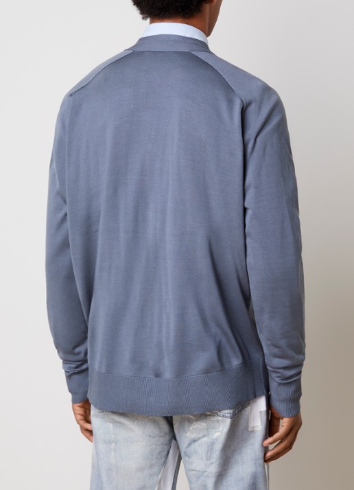 Acne Studios Fijngebreid vest van zijde met logoborduring - achterkant 5 blauwgrijs