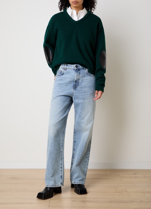 Acne Studios Fijngebreide pullover van wol - voorkant 5 donkergroen