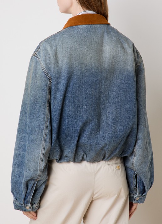 Acne Studios Gewatteerde spijkerjas met suède details - achterkant 6 blauw