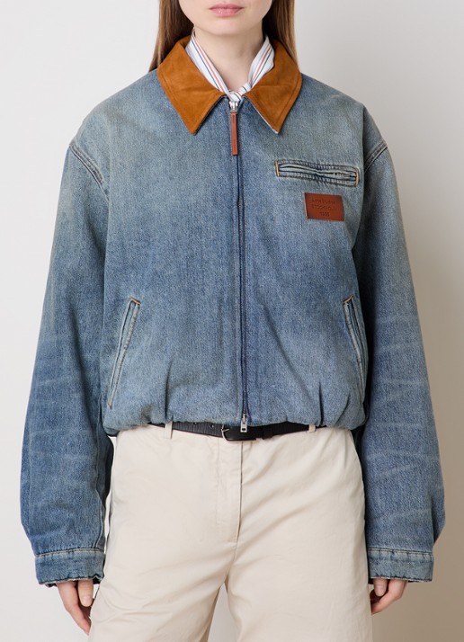 Acne Studios Gewatteerde spijkerjas met suède details - detail blauw