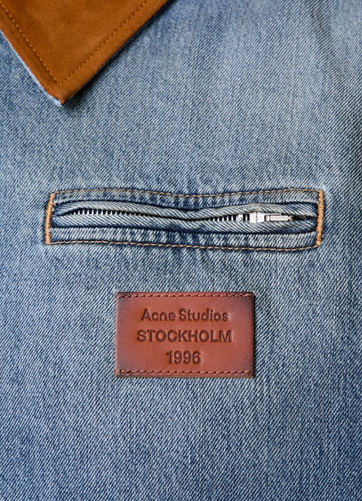 Acne Studios Gewatteerde spijkerjas met suède details - detail 2 blauw