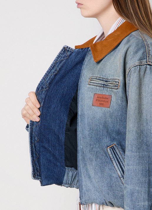 Acne Studios Gewatteerde spijkerjas met suède details - detail 3 blauw