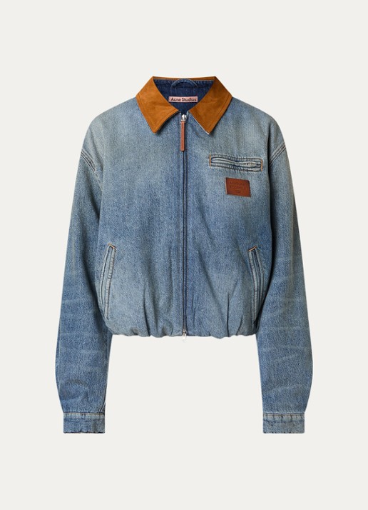 Acne Studios Gewatteerde spijkerjas met suède details - voorkant 4 blauw