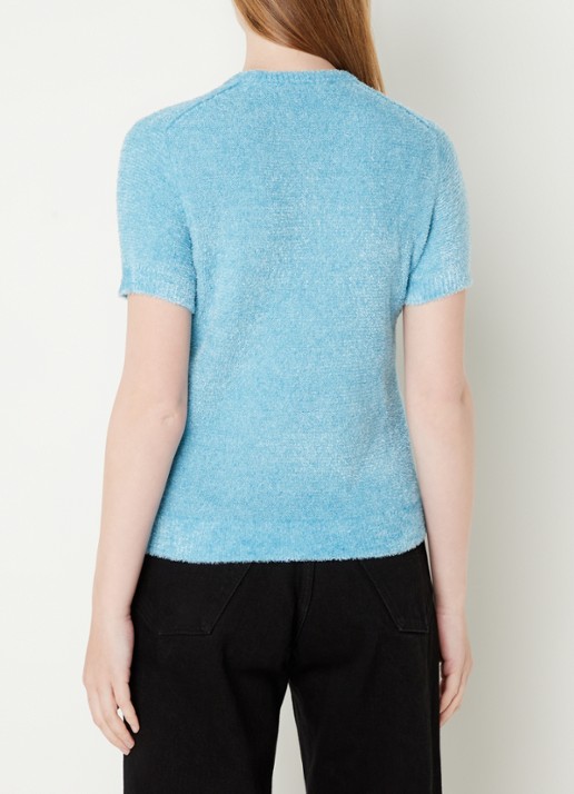 Acne Studios Grofgebreid T-shirt met stretch - achterkant lichtblauw