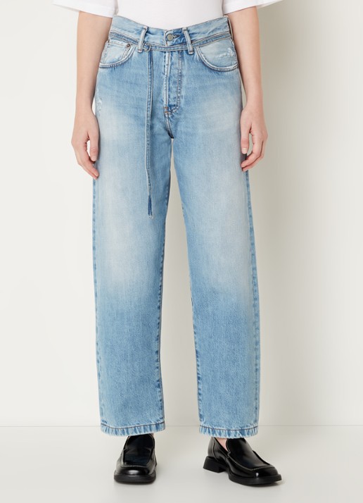 Acne Studios High waist loose fit jeans met lichte wassing en ceintuur - detail 4 indigo
