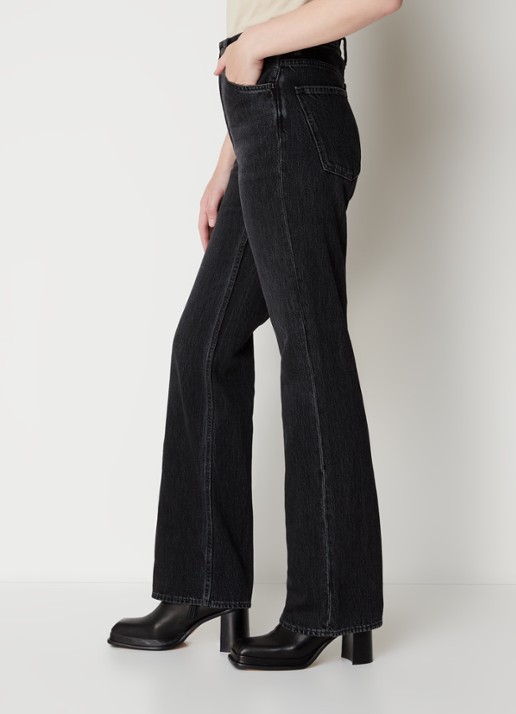 Acne Studios High waist straight leg jeans met gekleurde wassing - detail 4 zwart