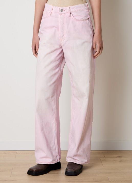 Acne Studios High waist straight leg jeans met gekleurde wassing - detail roze