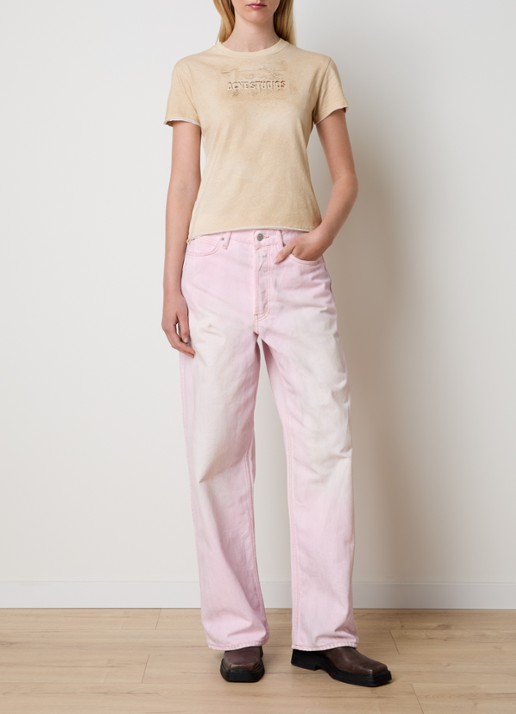 Acne Studios High waist straight leg jeans met gekleurde wassing - voorkant 5 roze
