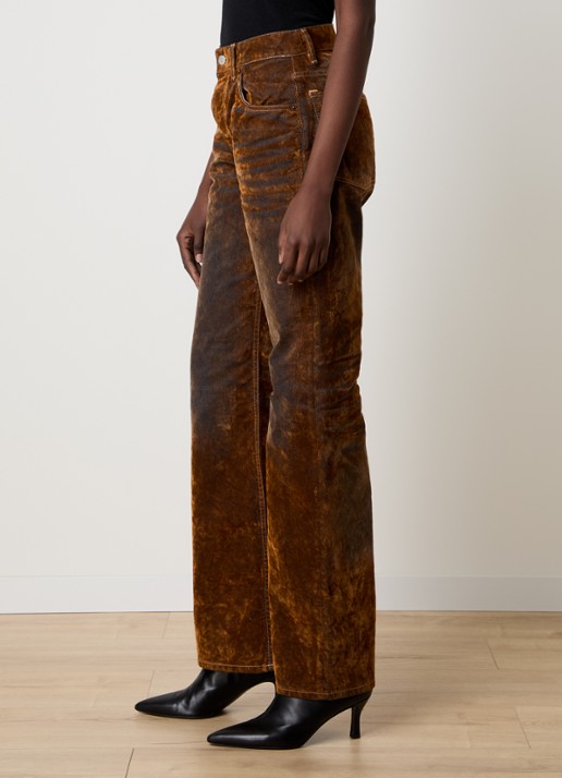 Acne Studios High waist straight leg jeans van fluweel - detail 5 bruin