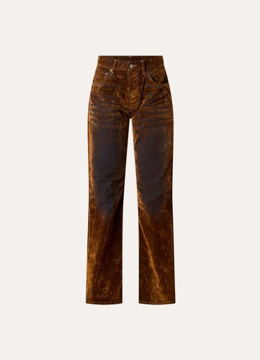 Acne Studios High waist straight leg jeans van fluweel - voorkant 2 bruin