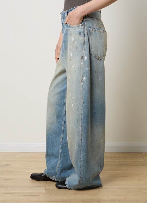 Acne Studios High waist wide leg jeans met lichte wassing - detail 4 indigo