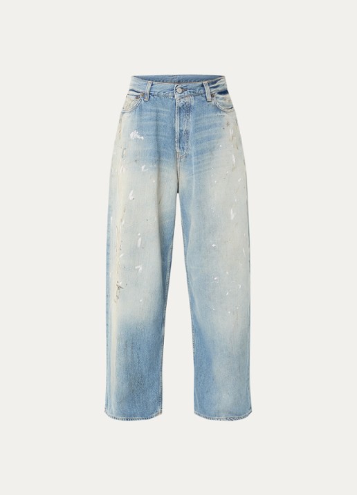 Acne Studios High waist wide leg jeans met lichte wassing - voorkant indigo