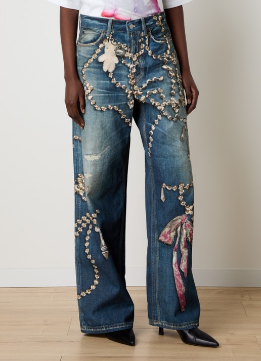 Acne Studios High waist wide leg jeans met print